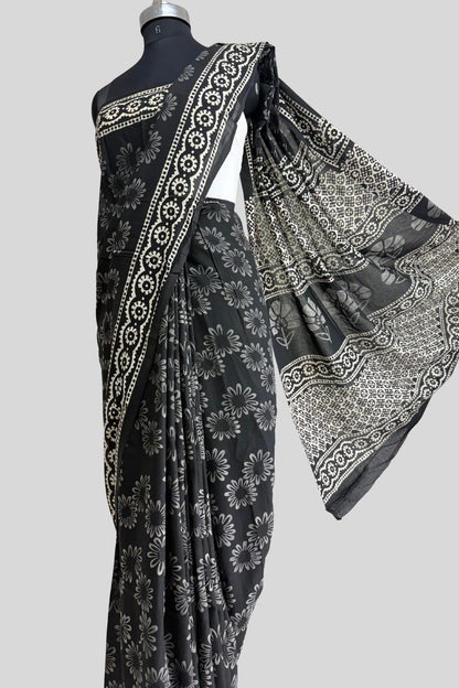 Noir Kalaakriti Handblock Saree