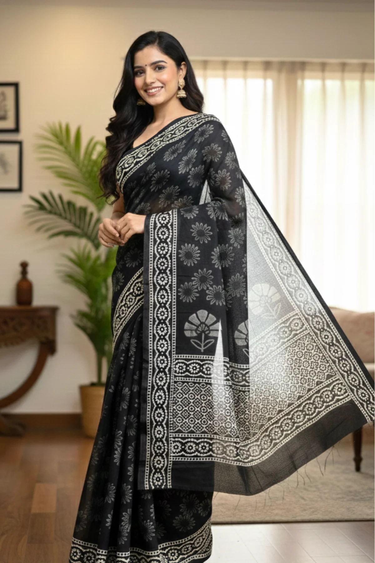 Noir Kalaakriti Handblock Saree