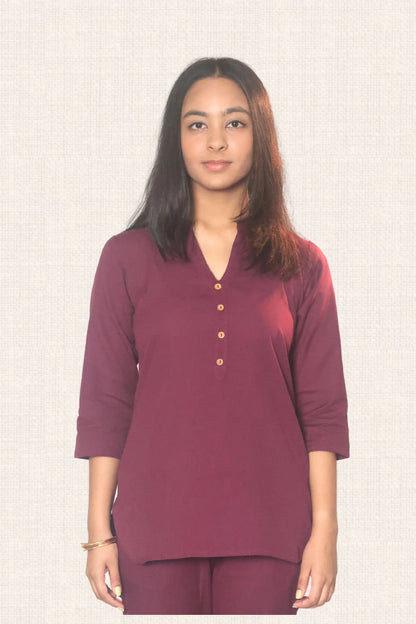 Gulmohar Wine Co-ord Set (Top)