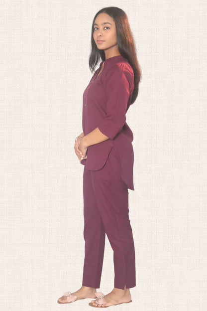 Gulmohar Wine Co-ord Set (Top)