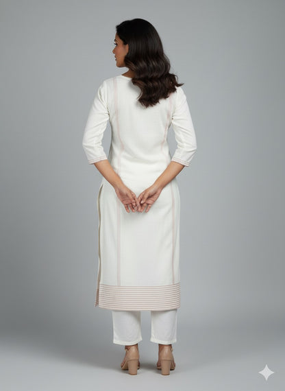 Sylub on Roman Silk Kurta Set with Thread Work & Organza Dupatta