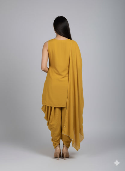 Georgette Short Kurti With Dhoti Set – Embellished Ethnic Wear